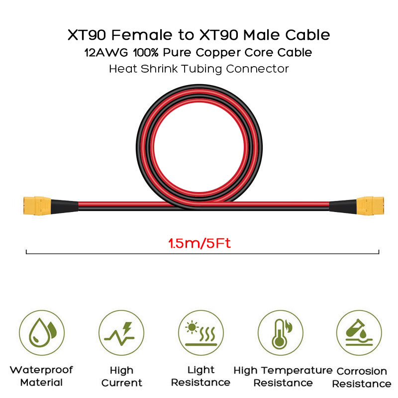 كابل XT90 ذكر إلى XT90 أنثى لم - مراجعة Outdoor Power Station وسعره