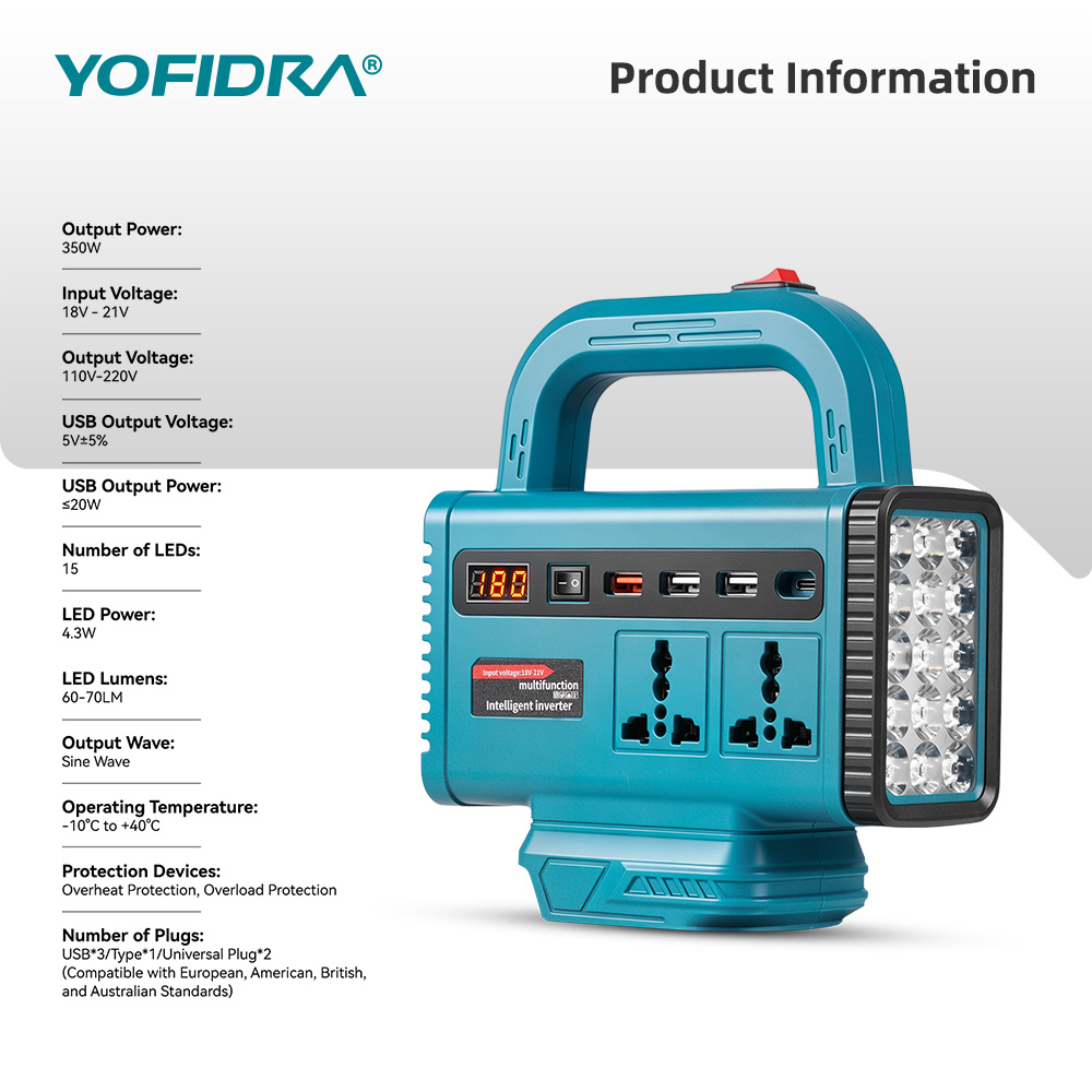 محول طاقة محمول YOFIDRA 220 فو - مراجعة Outdoor Usb Power Outlet وسعره